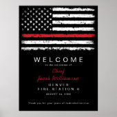Poster Distressed Red Thin Line American Flag Retraite (Devant)