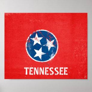 Poster Distressed Tennessee Flag