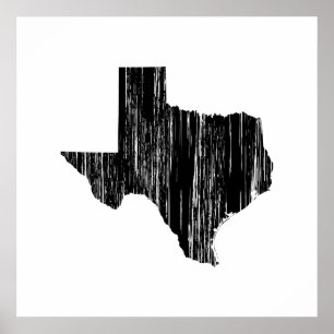 Poster Distressed Texas State Outline