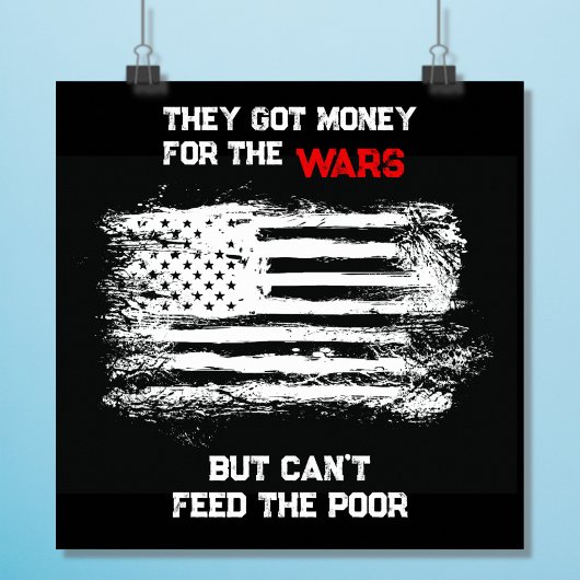 Poster Distressed USA Flag Anti-War