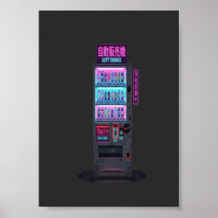 Poster Distributeur Automatique Japonais Cyberpunk Pixel 