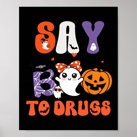 Poster Dites Boo À Drogues Drôle Halloween Red Ribbon Wee (Devant)