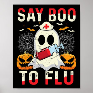 Poster Dites Boo À La Grippe Vintage Halloween Infirmière