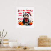 Poster Dites non aux drogues et oui aux chats (Cuisine)