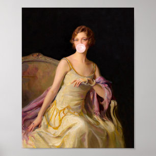 Poster Diva Bubble Gum en robe jaune