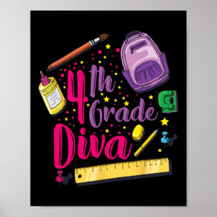 Poster Diva de 4e année Premier jour de l'école Vêtements