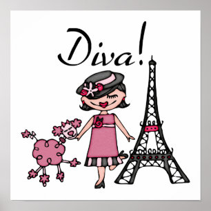 Poster Diva de cheveux noirs