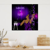 Poster Diva Fabuleuse 50 FEMME Champagne Fête Violette (Cuisine)