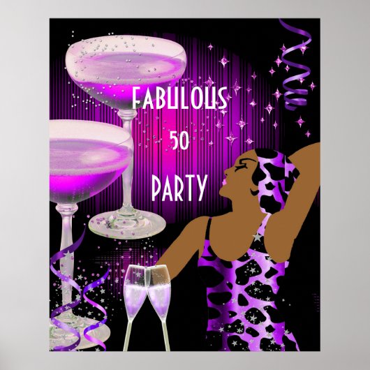 Poster Diva Fabulous 50 LADY Champagne violet rose (Devant)