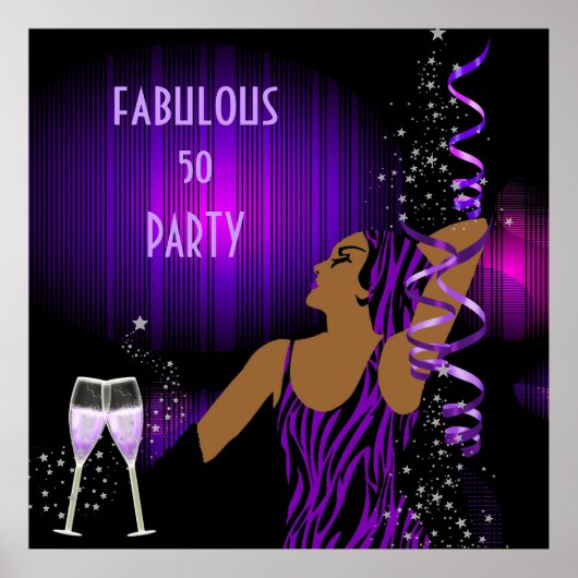 Poster Diva Fabulous 50 LADY Purple Party Champagne (Devant)