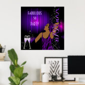 Poster Diva Fabulous 50 LADY Purple Party Champagne (Bureau à domicile)
