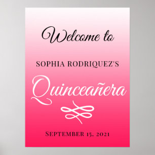 Poster Diva Pink Quinceañera 15e anniversaire Bienvenue