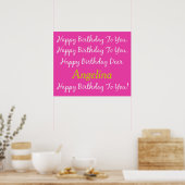 Poster Diva rose et blanc Chanson d'anniversaire personna (Cuisine)