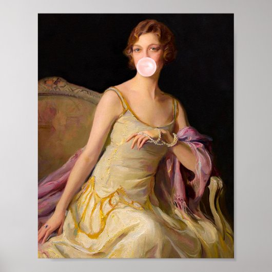 Poster Divas au Bubble Gum en robe jaune (Devant)