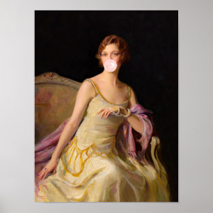 Poster Divas de bubble gum en jaune rose bubble gum