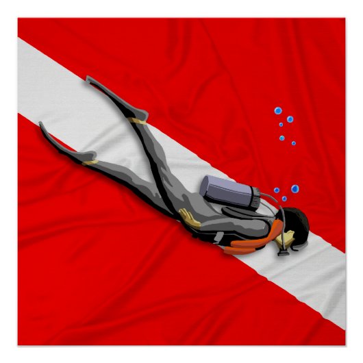 Poster Diver Et Drapeau (Devant)