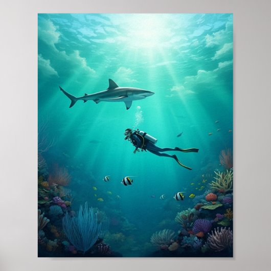Poster diver meets a shark (Devant)