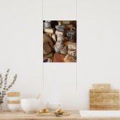 Poster Divers fromages sur étal de marché, cadre complet (Cuisine)