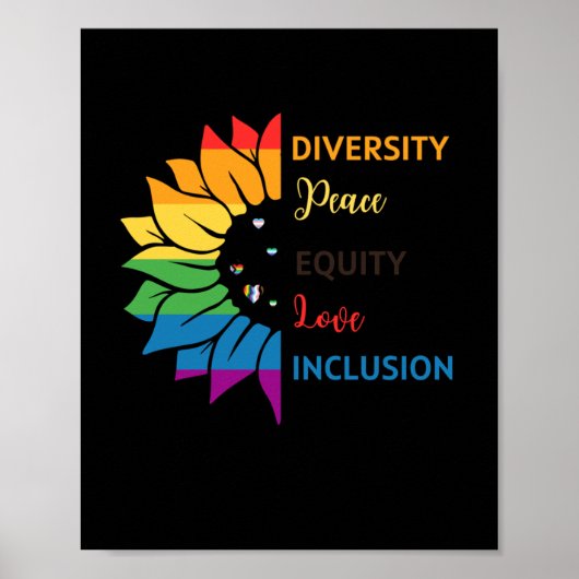 Poster Diversité Paix Équité Amour Inclusion - Rainbow Su (Devant)