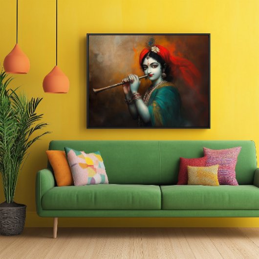 Poster Divine Lord Krishna Baroque Style antique