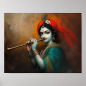 Poster Divine Lord Krishna Baroque Style antique (Devant)