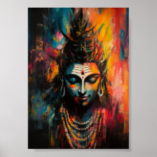 Poster Divine Lord Shiva Abstrait Arc-en-ciel Couleur Spl