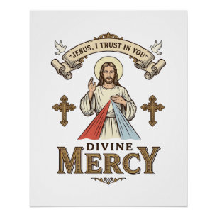 Poster Divine Mercy Jésus Gravure Vintage Chemise Religie