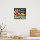 Poster Diving Girl California Apple Fruit Crate Étiquette (Cuisine)