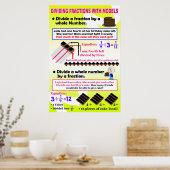 Poster Diviser les fractions avec les modèles {Math Poste (Cuisine)