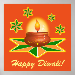 Poster Diwali heureux avec la lanterne