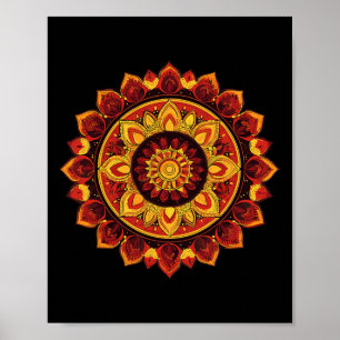 Poster Diwali Rangoli Mandala Lotus Méditation Yoga 