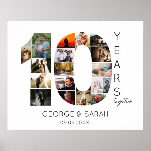 Poster Dix ans ensemble Anniversaire de mariage 18 Photo (Devant)