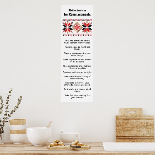 Poster Dix commandements amérindiens (Cuisine)
