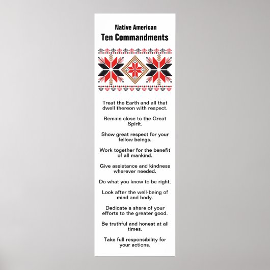 Poster Dix commandements amérindiens (Devant)