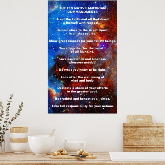Poster Dix commandements amérindiens (Cuisine)