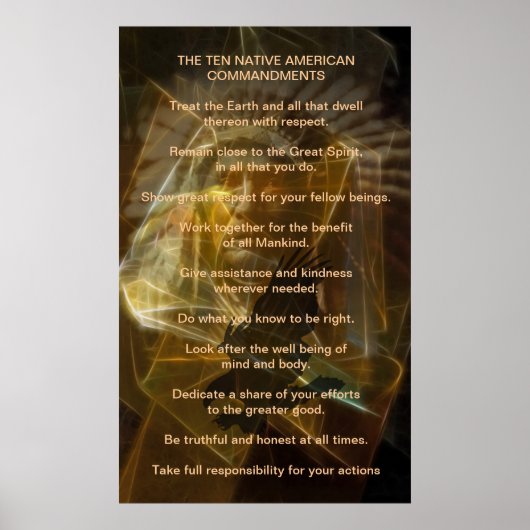 Poster Dix commandements amérindiens (Devant)