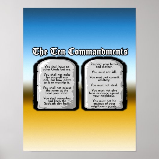Poster Dix Commandements de la Sainte Bible, Loi de Dieu (Devant)