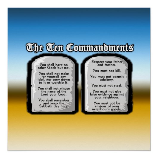 Poster Dix Commandements de la Sainte Bible, Loi de Dieu (Devant)