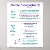 Poster Dix commandements pour les enfants - violet/Turquo (Devant)