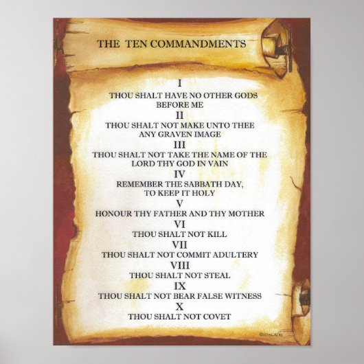 Poster Dix commandements sur le défilement de parchemin (Devant)