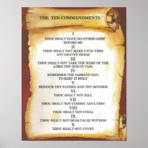 Poster Dix commandements sur le rouleau de parchemin
