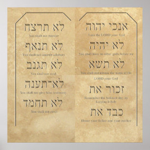 Poster Dix commandements sur Travertine Tiles
