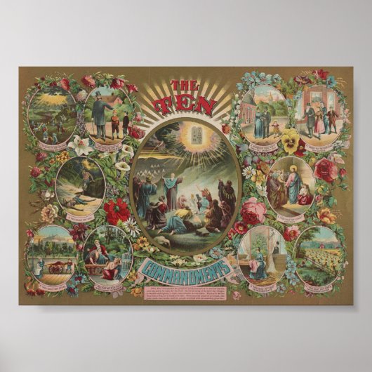 Poster Dix commandements Vintage religieux catholique (Devant)