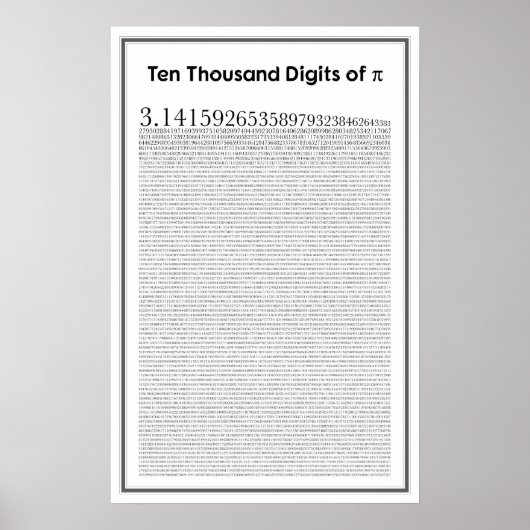 Poster Dix mille chiffres de pi (Devant)