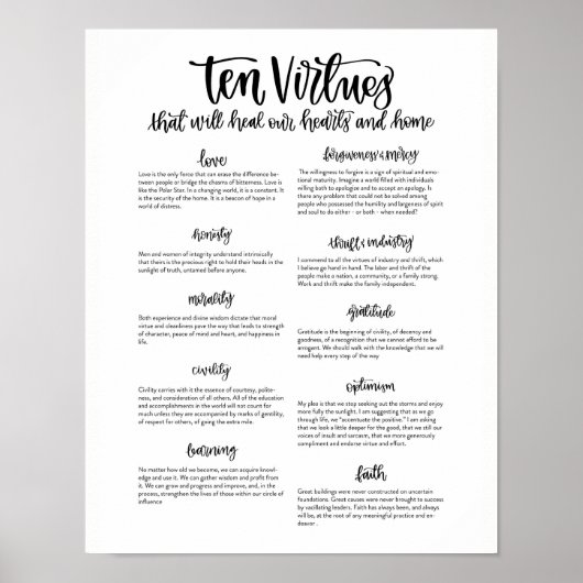 Poster Dix vertus : Pour guérir nos coeurs et notre maiso (Devant)