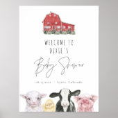 Poster DIXIE Grange rouge Baby shower animal de ferme Bie (Devant)