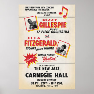 Poster Dizzy Gillespie - Charlie Parker - Ella Fitzgerald