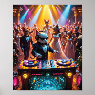 Poster DJ Cat à la Feline Ballroom Party