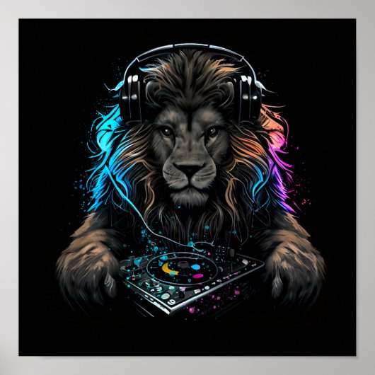 Poster DJ comme un lion sauvage (Devant)