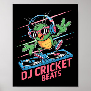 Poster Dj Cricket Rythmes Groovy Musique Amusante